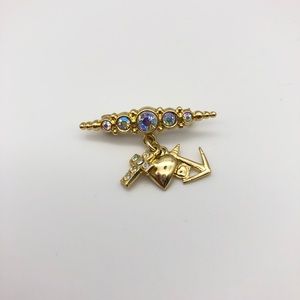 Clear Rhinestone Pin With Charms